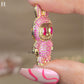 Pink CZ Diamond Teddy Bear Pendant | 925 Sterling Silver Bling Necklace