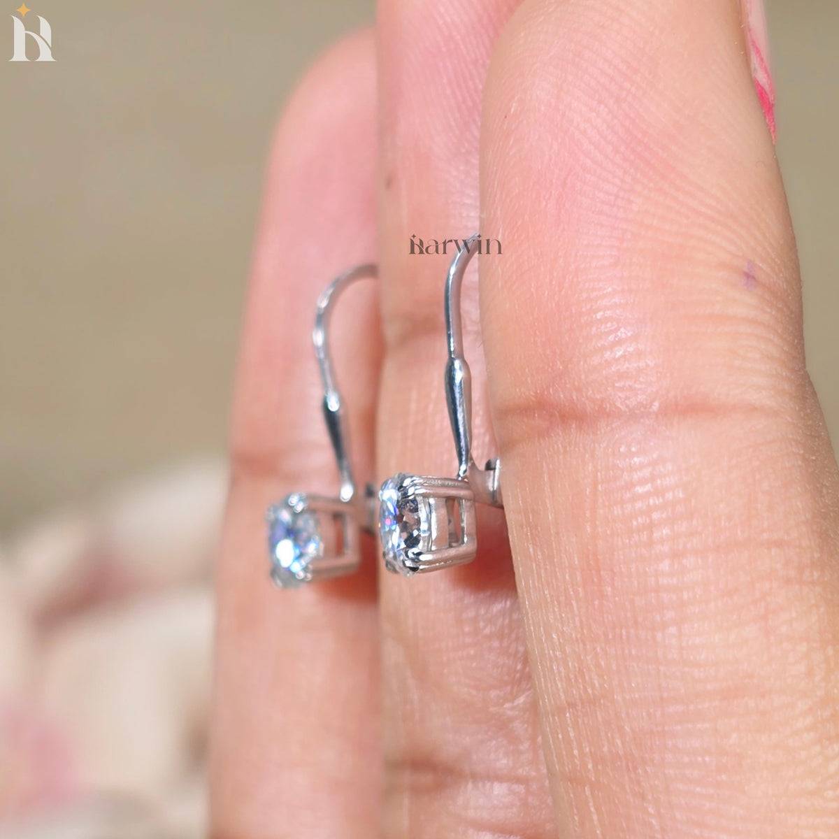 1 TCW Round Cut Moissanite Drop Dangle Earrings, Solitaire Double Prong Set Elegant Earrings