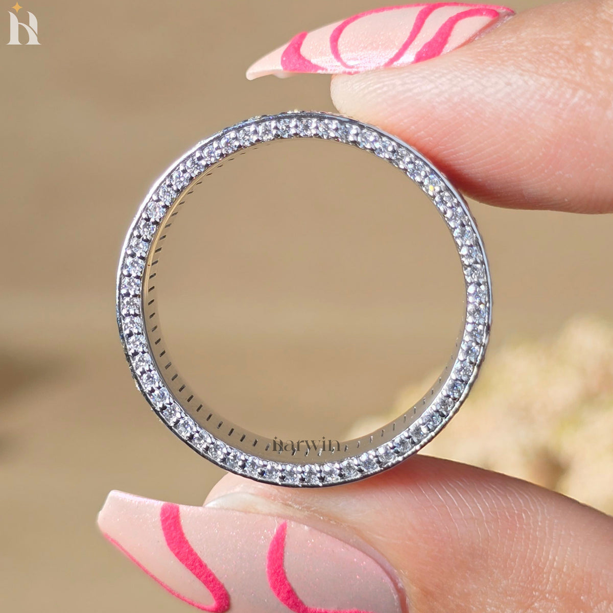 Baguette & Round Cut Moissanite Eternity Wedding Band