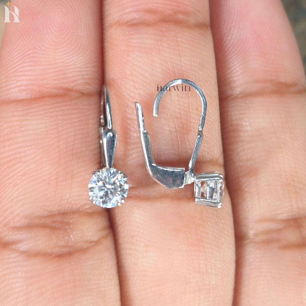 1 TCW Round Cut Moissanite Drop Dangle Earrings, Solitaire Double Prong Set Elegant Earrings