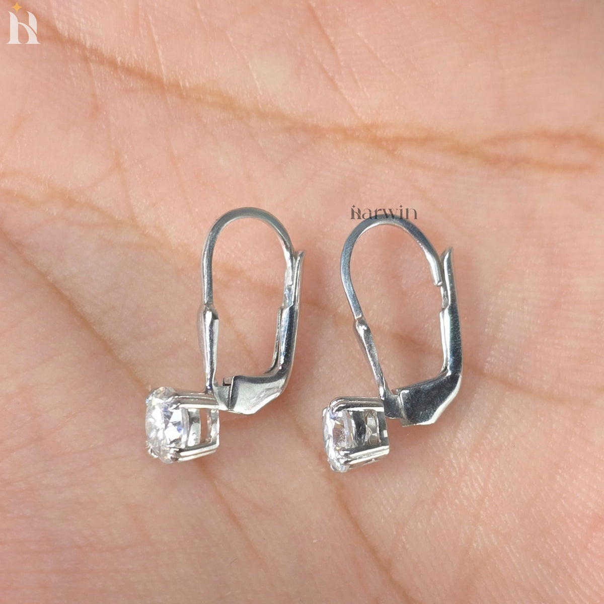 1 TCW Round Cut Moissanite Drop Dangle Earrings, Solitaire Double Prong Set Elegant Earrings