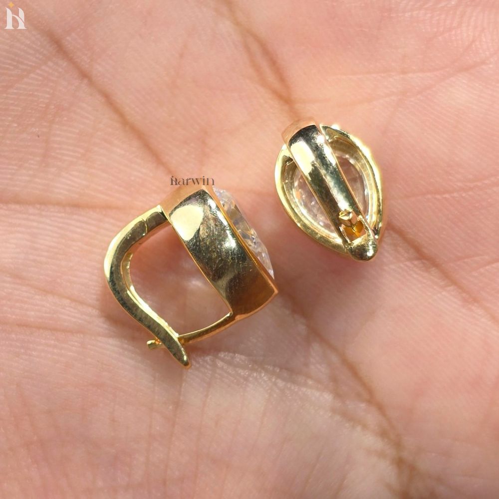 Pear Shape Gold Hoop Earrings Diamond Teardrop Studs Chunky Earring For Woman
