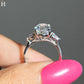 3.50CT Oval Moissanite Three Stone Ring Pear Side Stones Engagement Ring