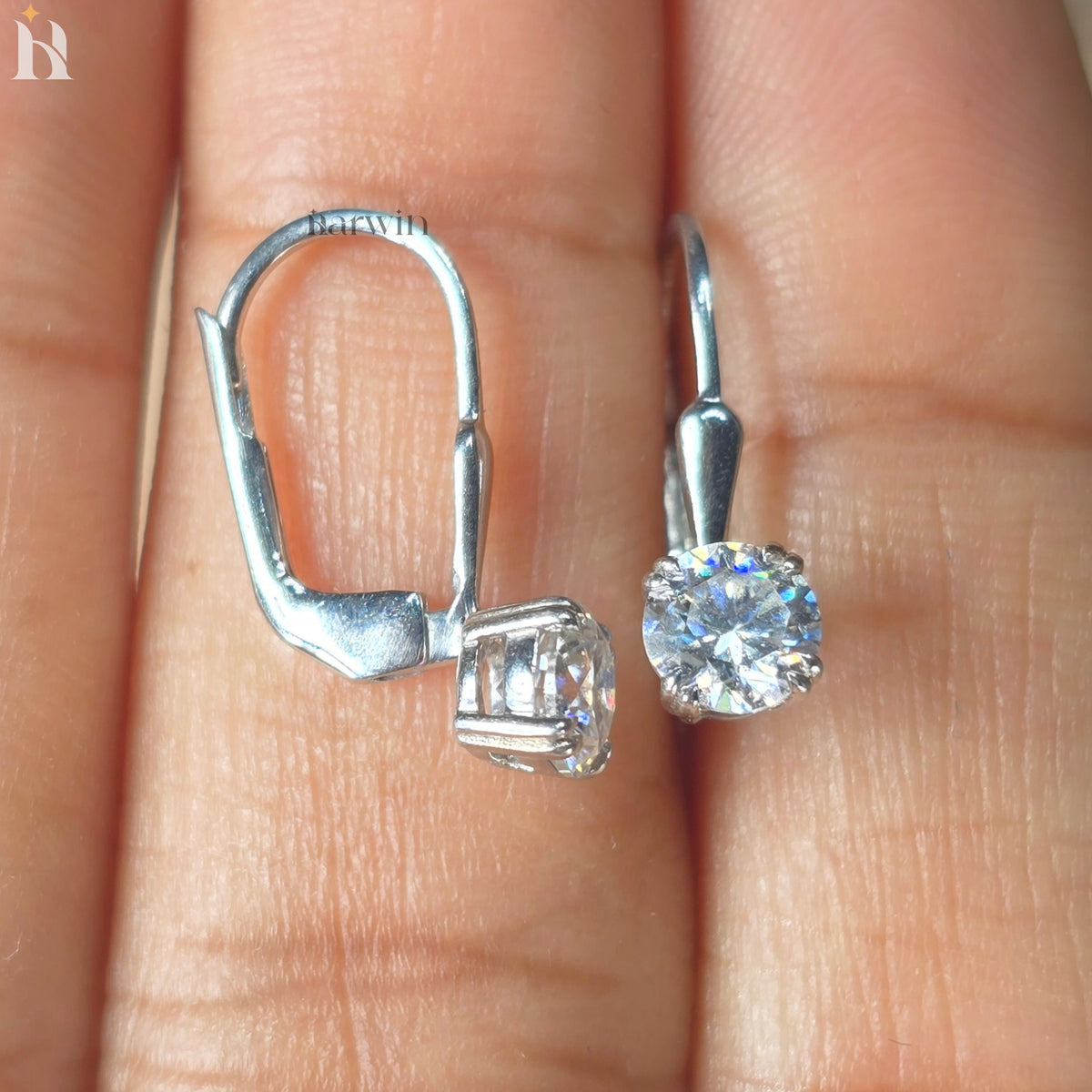 1 TCW Round Cut Moissanite Drop Dangle Earrings, Solitaire Double Prong Set Elegant Earrings