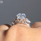 3.50CT Oval Moissanite Three Stone Ring Pear Side Stones Engagement Ring