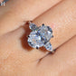 3.50CT Oval Moissanite Three Stone Ring Pear Side Stones Engagement Ring