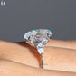 3.50CT Oval Moissanite Three Stone Ring Pear Side Stones Engagement Ring