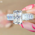 5CT Radiant Moissanite Engagement Ring Micro pave Eternity Band white Gold Heiress Wedding Set