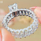 5CT Radiant Moissanite Engagement Ring Micro pave Eternity Band white Gold Heiress Wedding Set