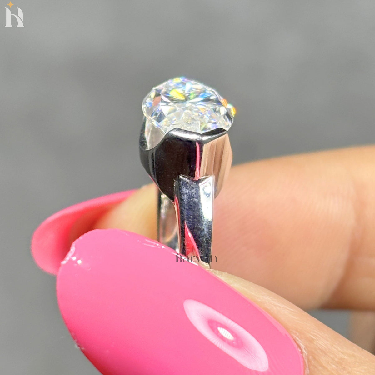4CT Marquise Cut Lab Grown Diamond East-West Half Bezel Set Sterling Silver Solitaire Ring