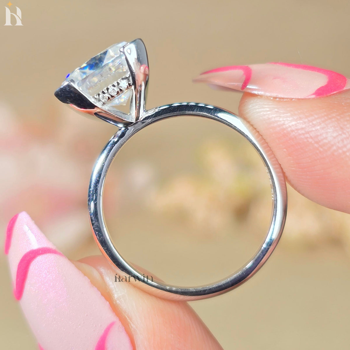 5CT Elongated Cushion Cut Moissanite Engagement Ring For Woman, Minimal Daily Wear Ring