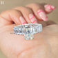 5CT Radiant Moissanite Engagement Ring Micro pave Eternity Band white Gold Heiress Wedding Set