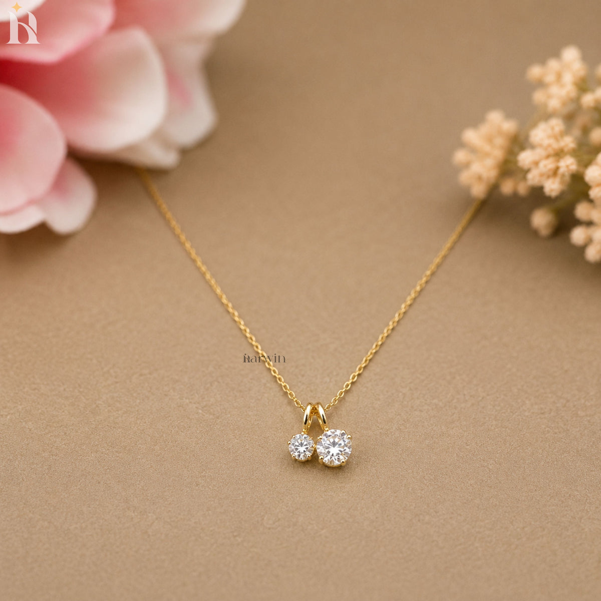 Solid Gold Round Diamond Charm Pendant, Minimal Everyday Jewelry- Dainty Charm Without chain