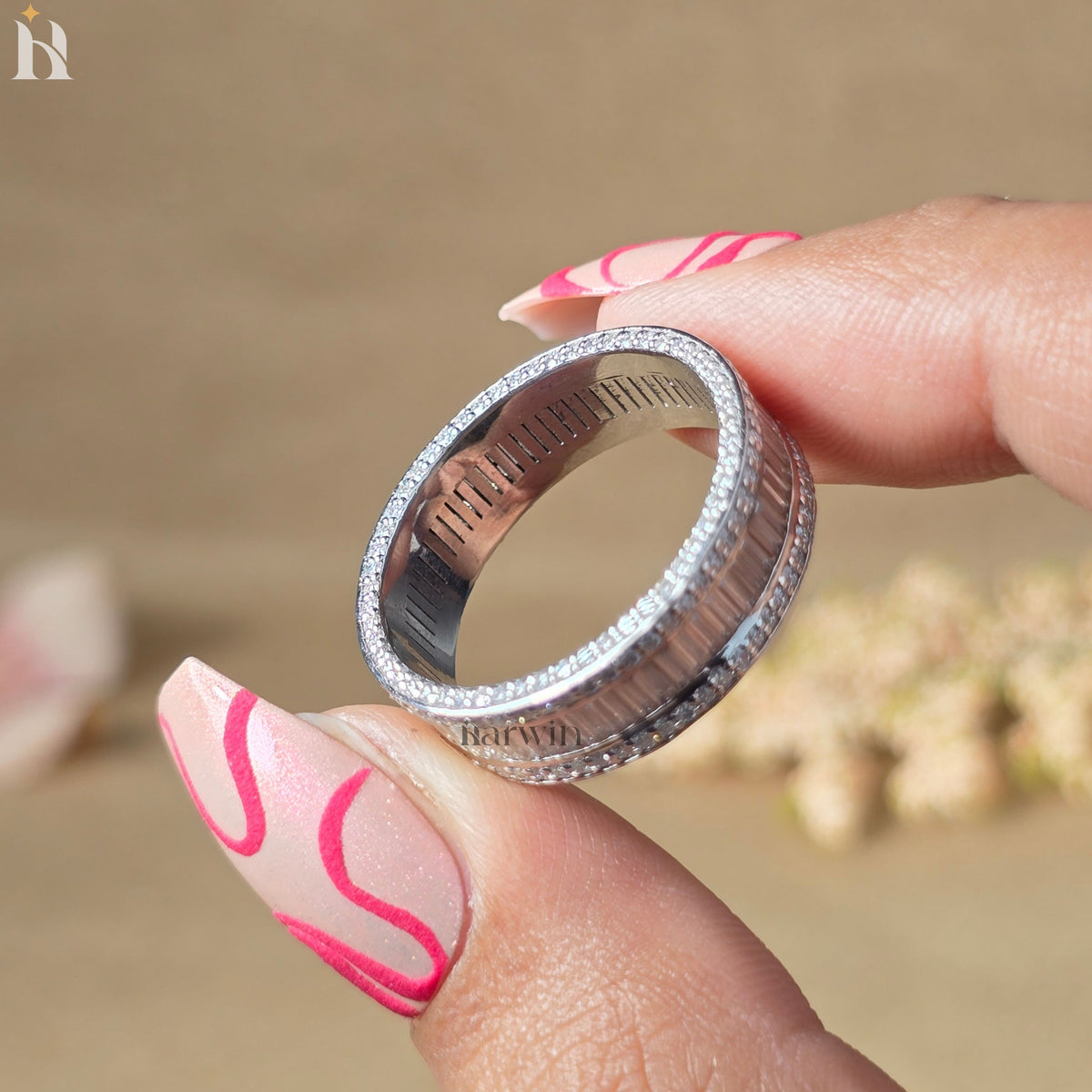 Baguette & Round Cut Moissanite Eternity Wedding Band