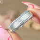 Men's 14k White Gold and Round Diamond Beveled Edge Wedding Band
