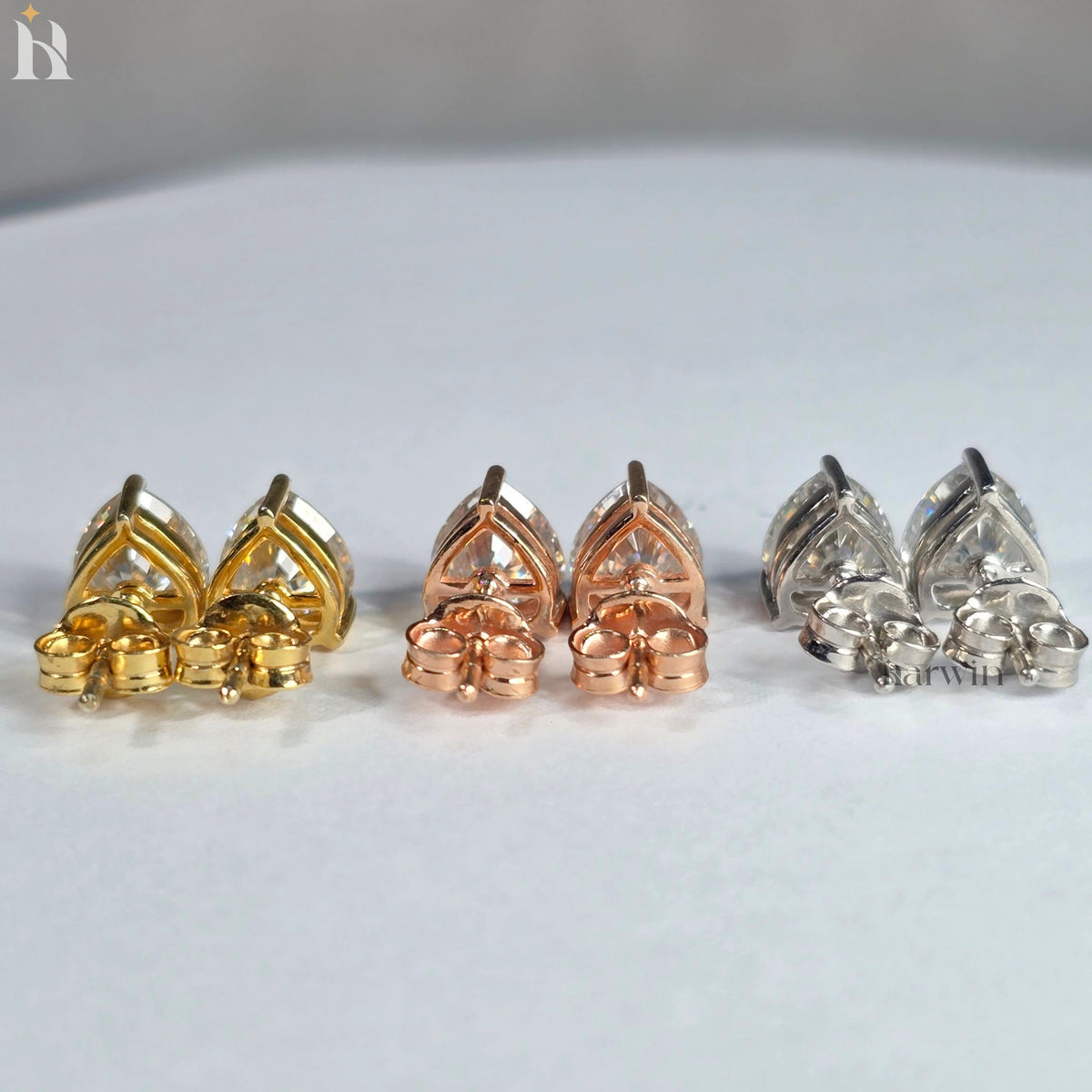 2TCW Heart Cut Moissanite Diamond Prong Setting Stud Earrings, Push  Back Solitaire Earrings