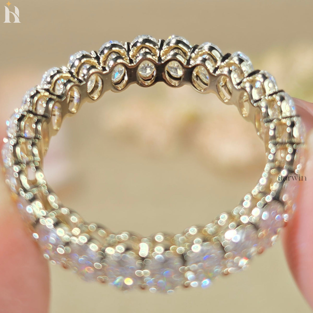 Oval Moissanite Full Eternity Wedding Band, Stacking Promise Ring