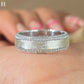 Men's 14k White Gold and Round Diamond Beveled Edge Wedding Band