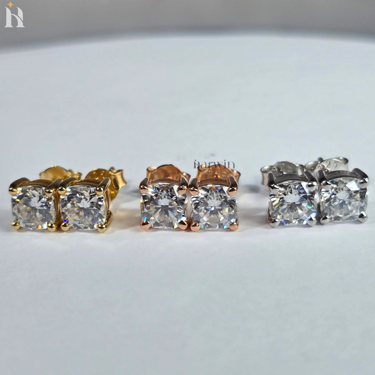 Sparking Cushion Moissanite Solitaire Stud Earrings, Everyday Elegance, Bridal Jewelry Gift for Her