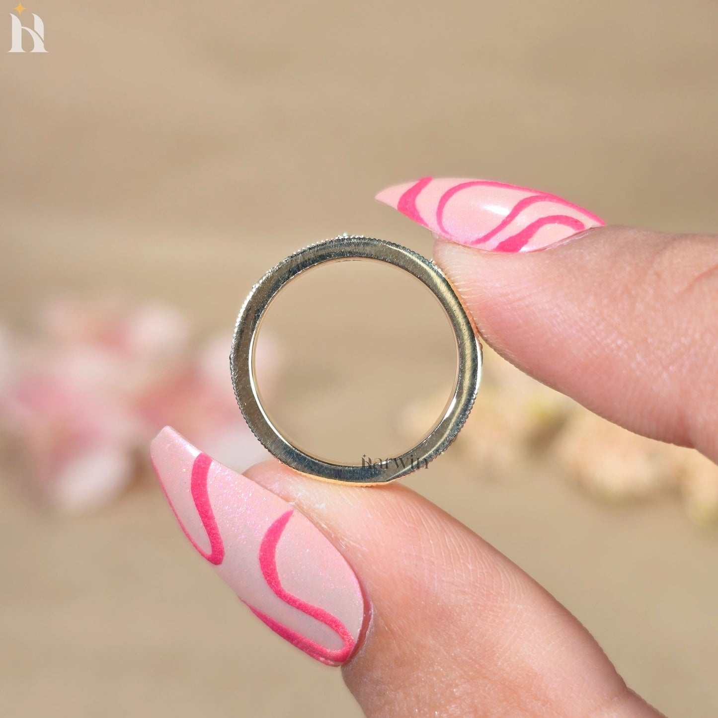 Art Deco Moissanite Wedding Band, Vintage Engraved Scrollwork Ring, Antique Style Band