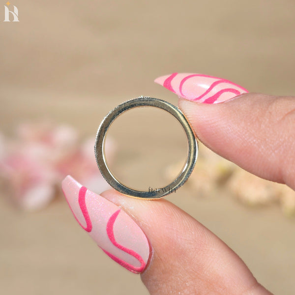 Art Deco Moissanite Wedding Band, Vintage Engraved Scrollwork Ring, Antique Style Band