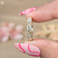 Art Deco Moissanite Wedding Band, Vintage Engraved Scrollwork Ring, Antique Style Band