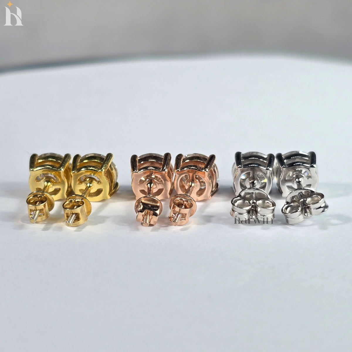Round Cut Moissanite Solitaire Stud Earrings, Everyday Elegance, Bridal Jewelry Gift for Her