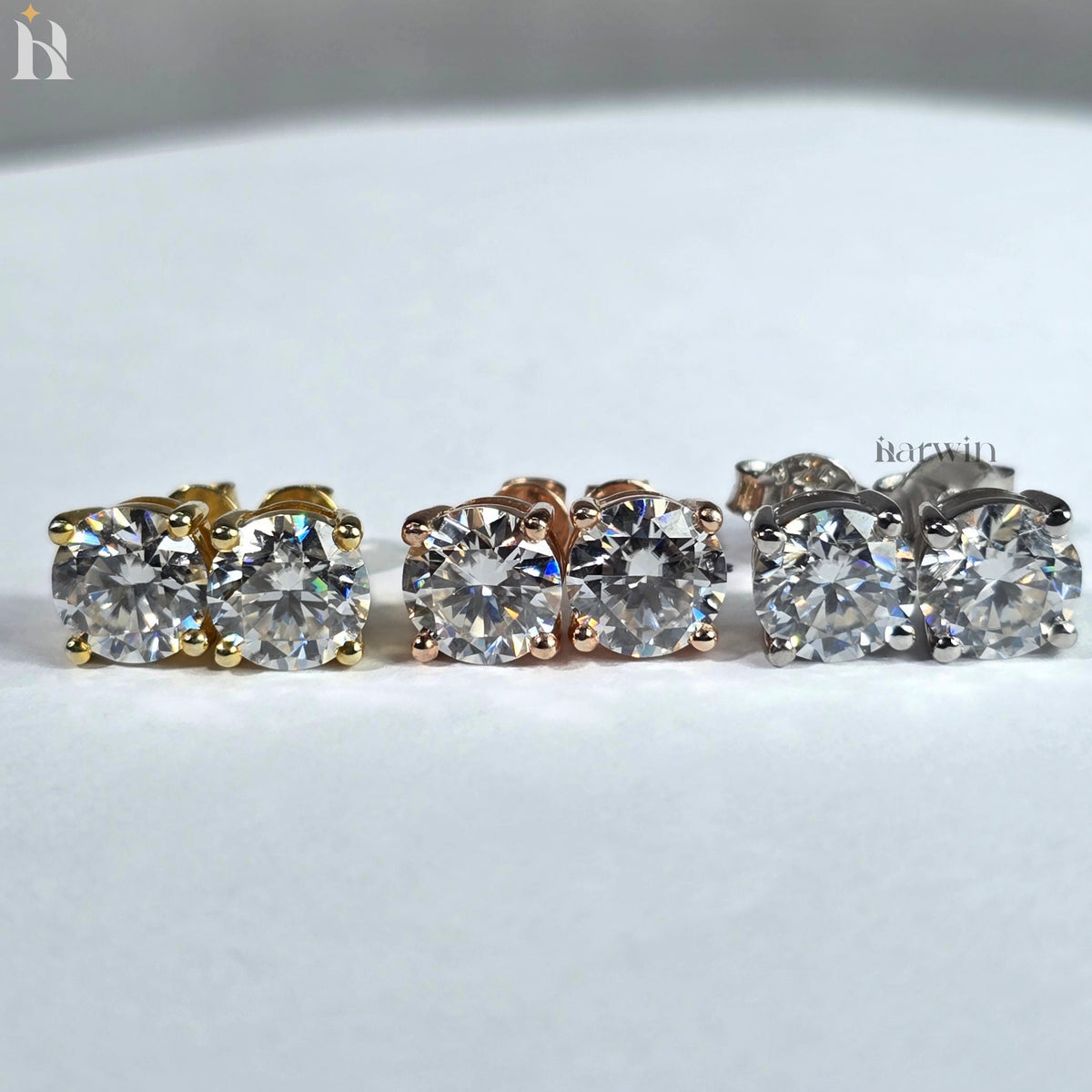 Round Cut Moissanite Solitaire Stud Earrings, Everyday Elegance, Bridal Jewelry Gift for Her