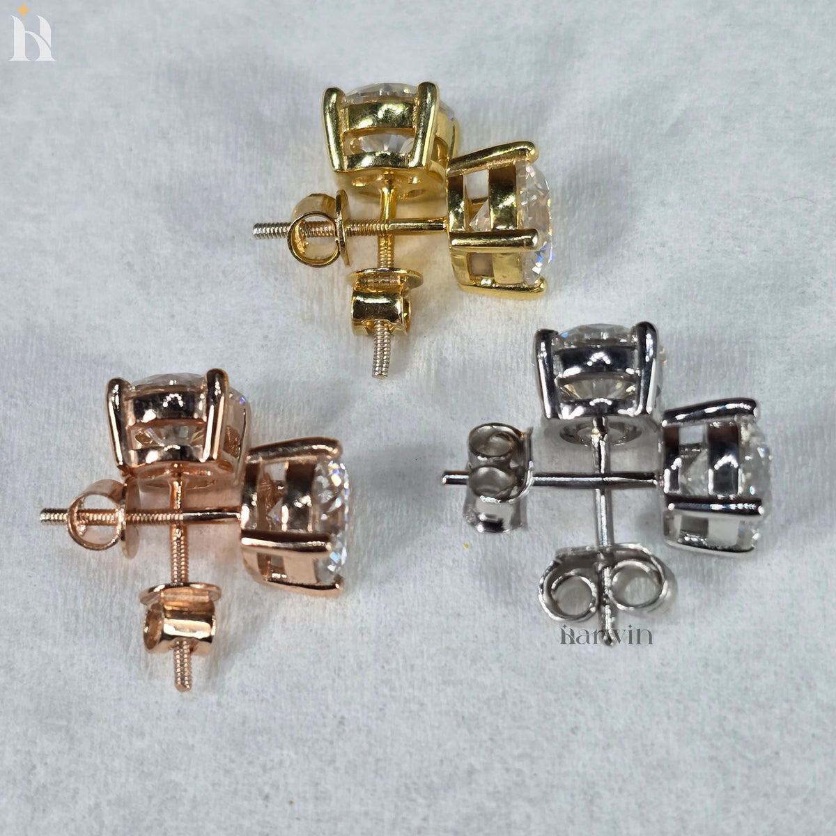 Round Cut Moissanite Solitaire Stud Earrings, Everyday Elegance, Bridal Jewelry Gift for Her