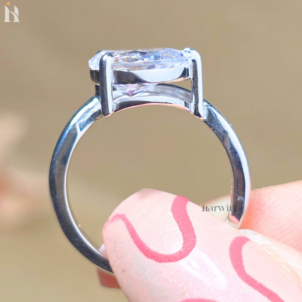 2 CT Pear Lab Grown Wave Band Solitaire Ring White Gold Engagement Ring