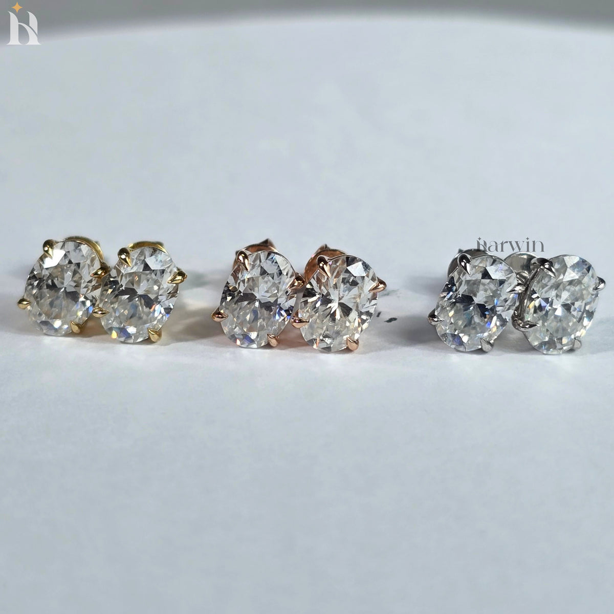 Sparking Oval Moissanite Solitaire Stud Earrings, Everyday Elegance, Bridal Jewelry Gift for Her