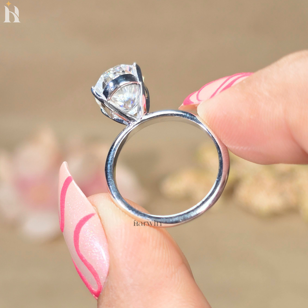 Oval 4 Ct Moissanite 4-Prongs Engagement Ring Anniversary Gift, Statement Wedding Band for Her