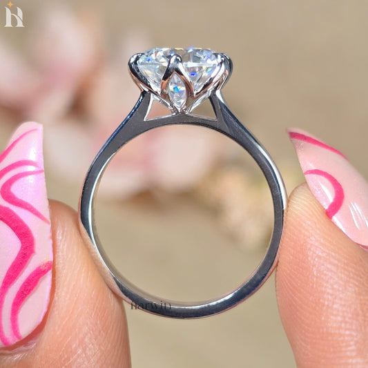 3CT Round Cut Moissanite Anniversary Ring, Tulip Setting Solitaire in 14K White Gold Ring