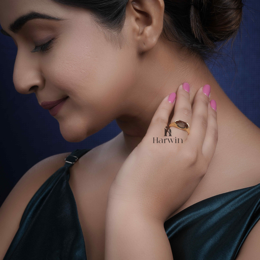 Oval smoky quartz ring