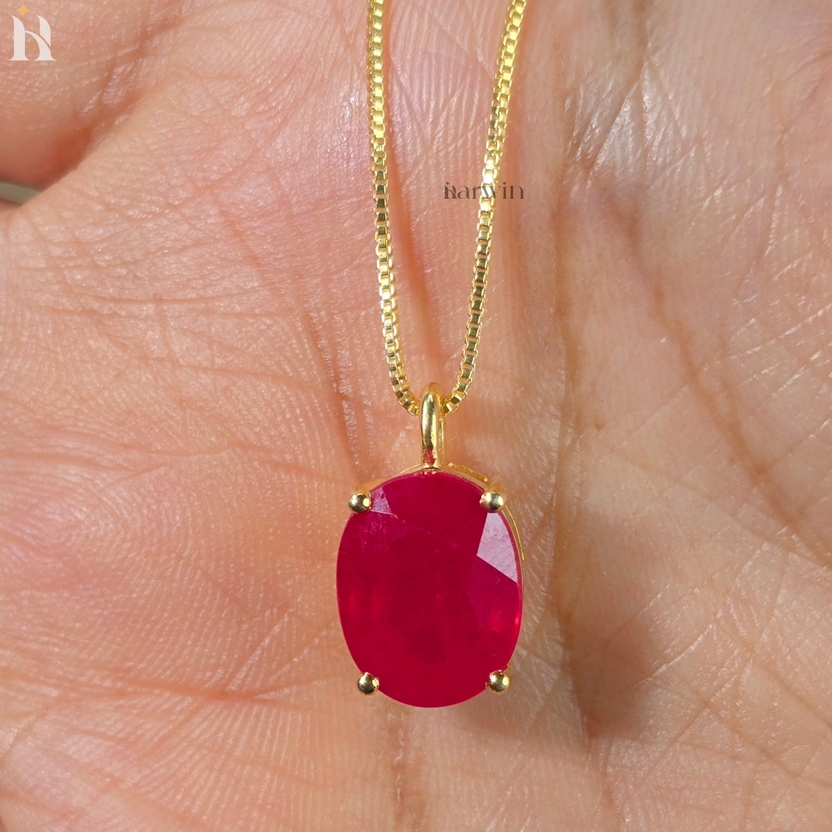 Ruby Necklace For Women, Handmade Oval Pendant Ruby Gemstone Bridal Necklace
