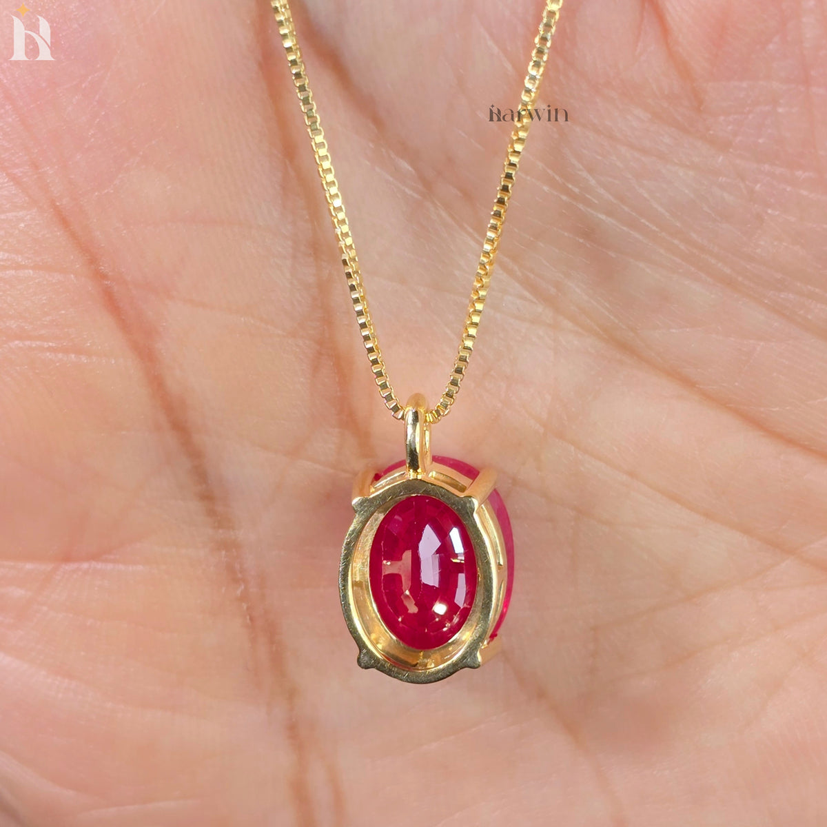 Ruby Necklace For Women, Handmade Oval Pendant Ruby Gemstone Bridal Necklace