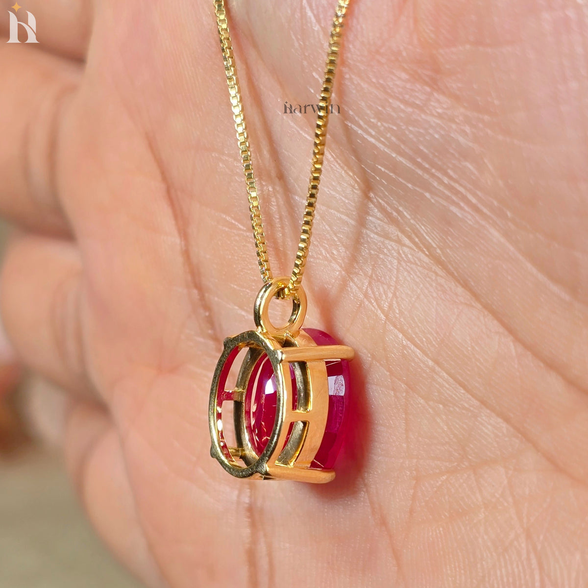 Ruby Necklace For Women, Handmade Oval Pendant Ruby Gemstone Bridal Necklace