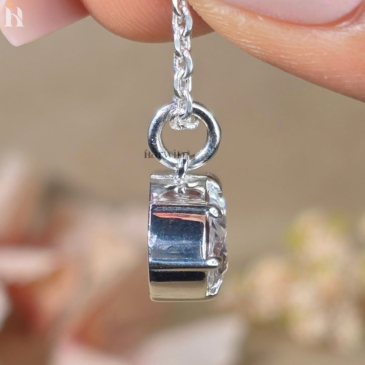 East To West Oval Cut Moissanite Pendant, 3.5 CT Diamond Solitaire Pendant, Anniversary Gift