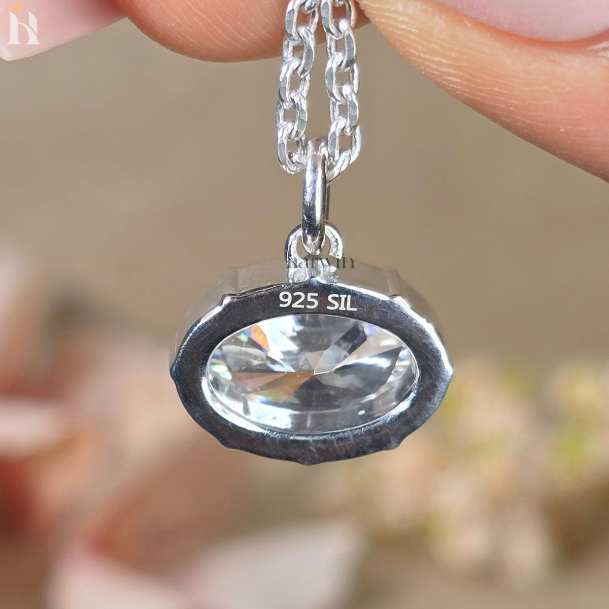East To West Oval Cut Moissanite Pendant, 3.5 CT Diamond Solitaire Pendant, Anniversary Gift