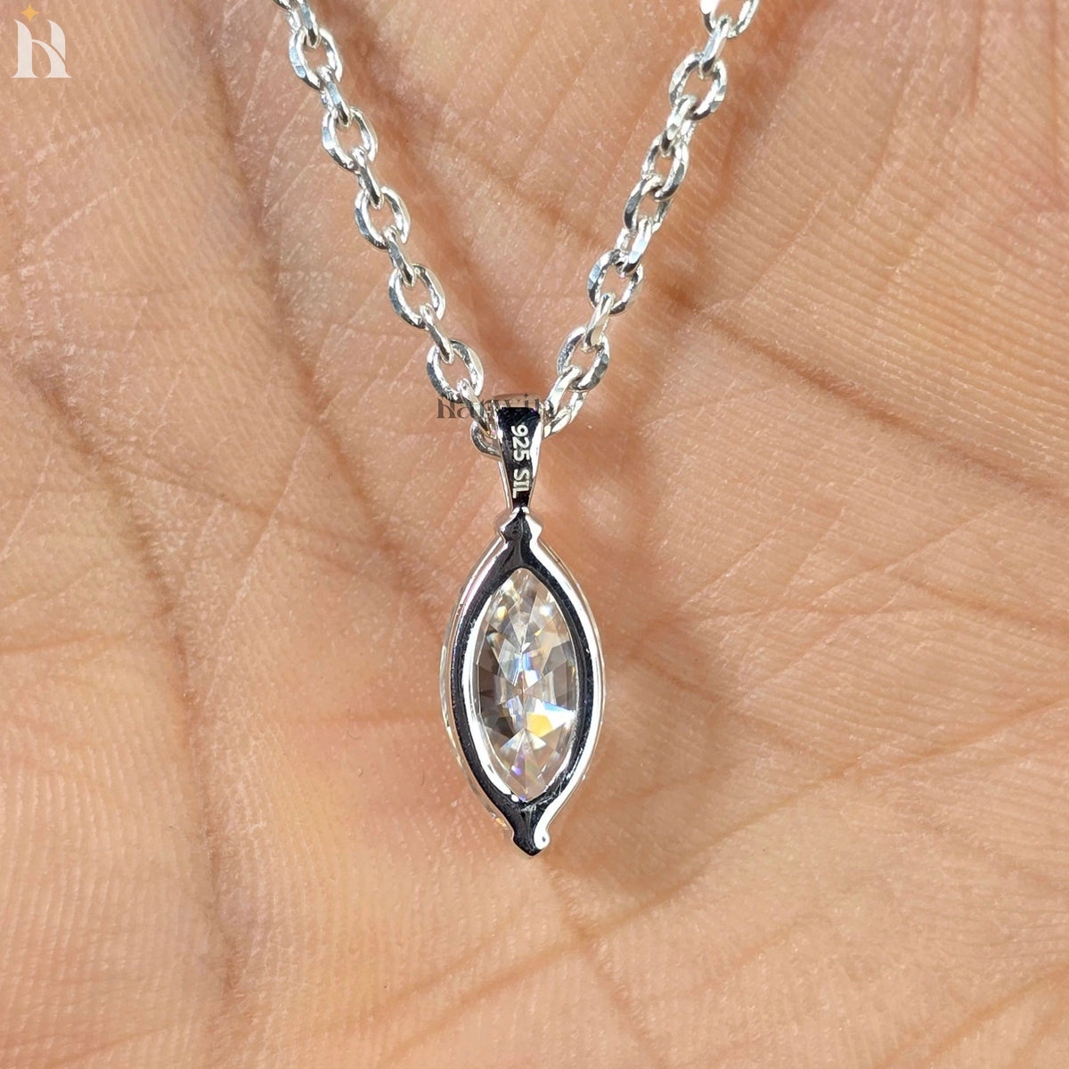 1.50 CT Marquise Cut Moissanite Solitaire 14K Solid Gold Wedding Pendant For Women