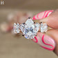 5CT Pear Cut Moissanite Engagement Ring 4x6 MM Side Stone Band, Unique Bridal Ring