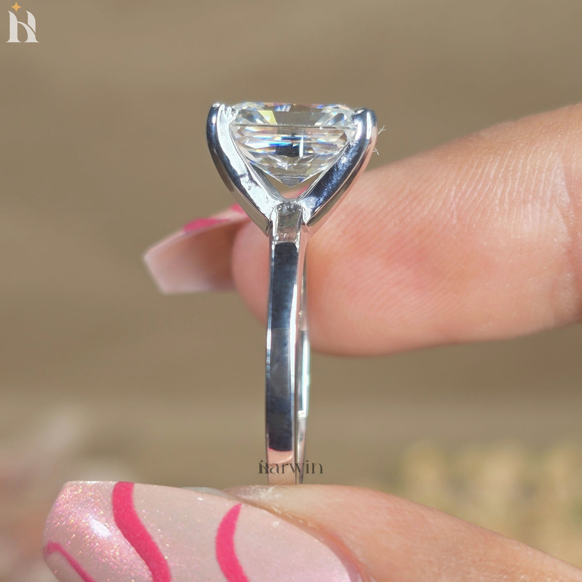 4 CT Radiant Cut Moissanite Engagement Ring With Four Prong Set One Stone Ring