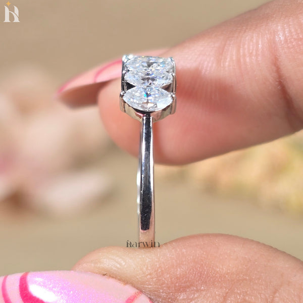 Marquise Cut Moissanite Five Stone Ring, Graduating Diamond Anniversary Band, Engagement Ring
