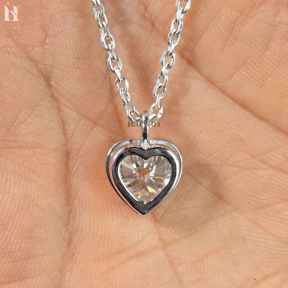 3CT Heart Cut Moissanite Diamond Pendant, 14K Solid Yellow Bezel Set Neckless