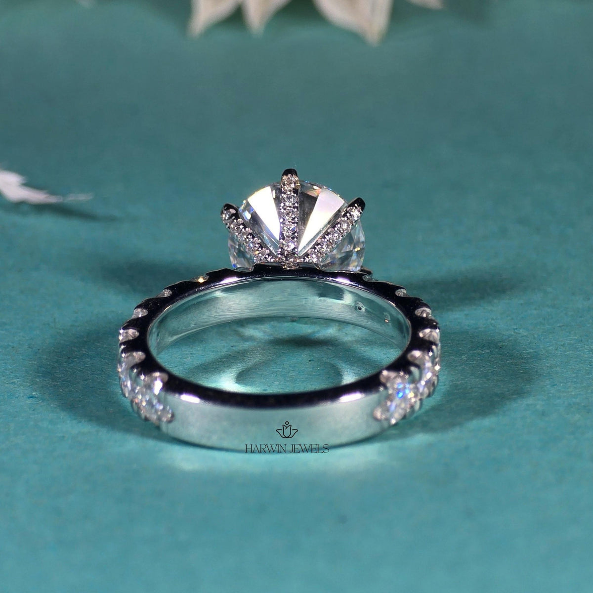 3CT Round Cut Moissanite Engagement Ring, 14k Solid Gold Six Prong Setting Solitaire Ring