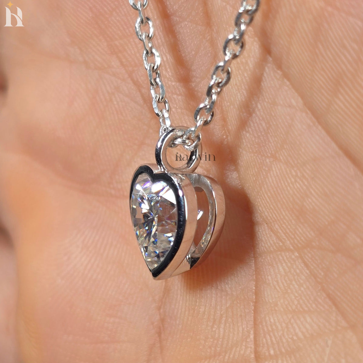 3CT Heart Cut Moissanite Diamond Pendant, 14K Solid Yellow Bezel Set Neckless