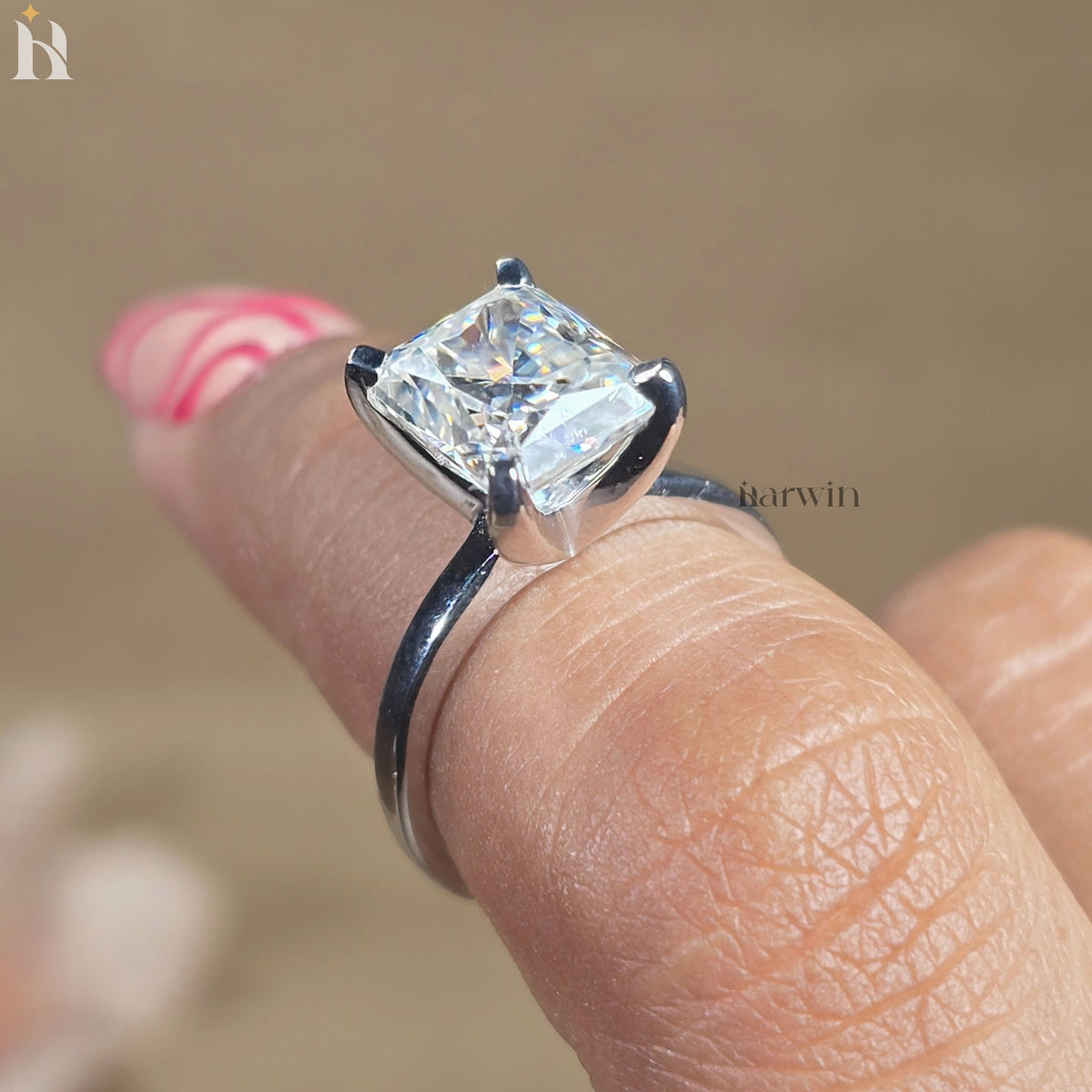 4 CT Radiant Cut Moissanite Engagement Ring With Four Prong Set One Stone Ring