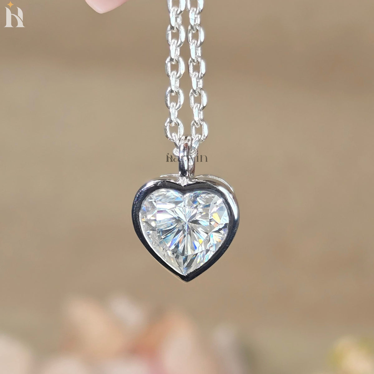 3CT Heart Cut Moissanite Diamond Pendant, 14K Solid Yellow Bezel Set Neckless