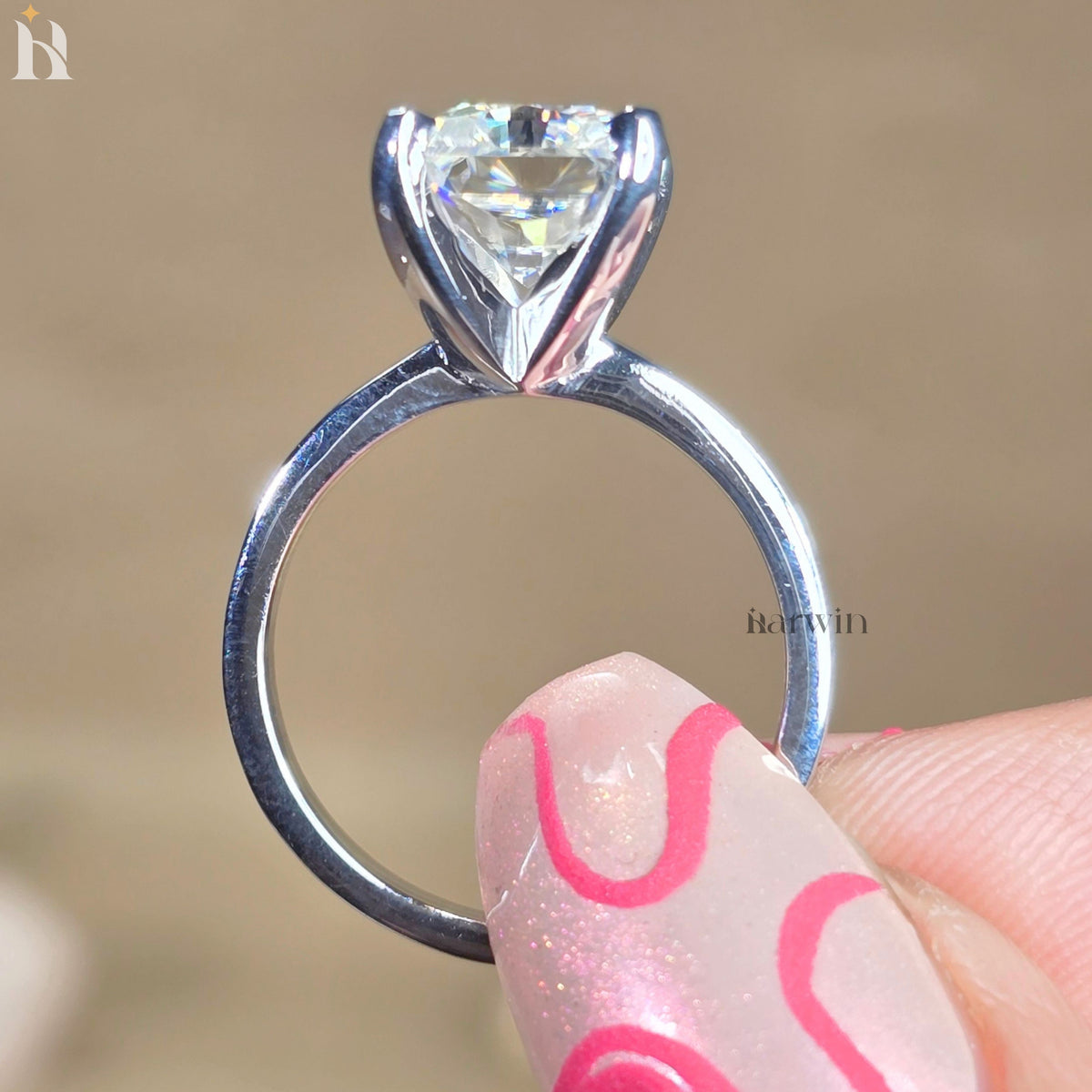 4 CT Radiant Cut Moissanite Engagement Ring With Four Prong Set One Stone Ring