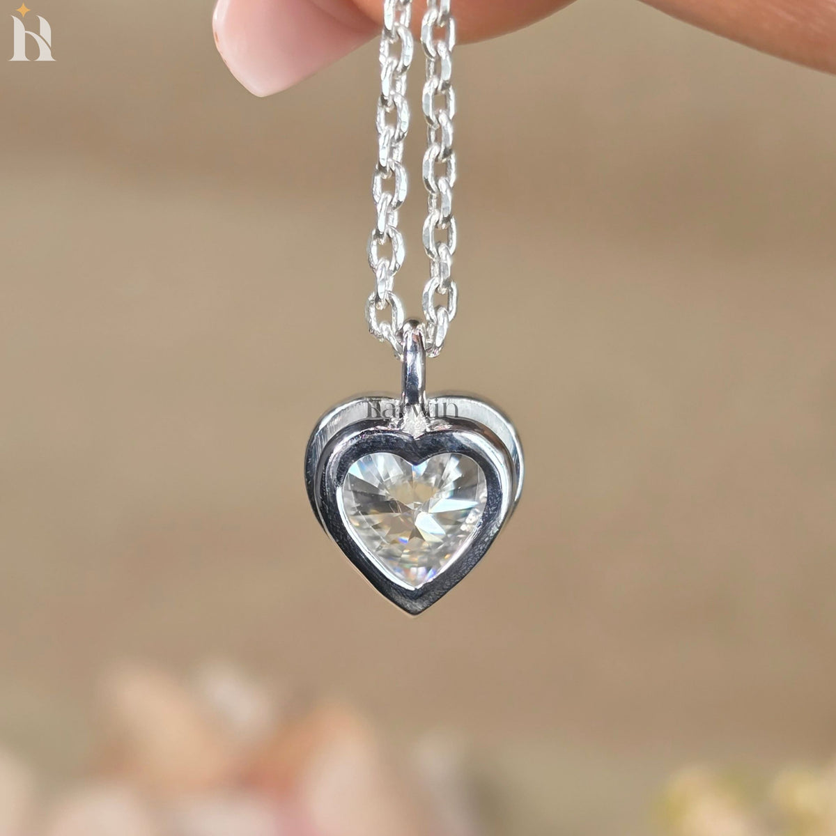 3CT Heart Cut Moissanite Diamond Pendant, 14K Solid Yellow Bezel Set Neckless